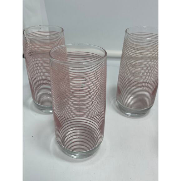 Set of 5 Anchor Hocking Banded Striped Tumblers Mid Century Modern Glasses VTG - Picture 2 of 6